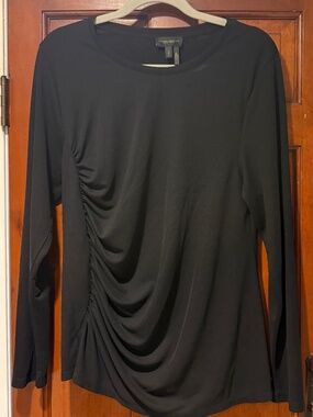 Donna Karan Women's Long Sleeve Ruched-side Top